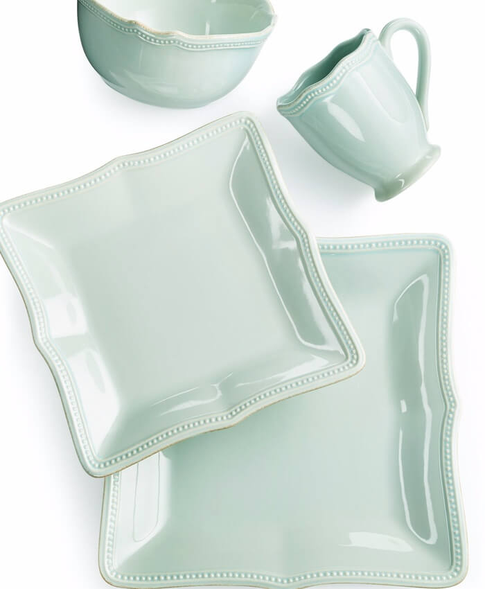 Lenox French Perle Bead Ice Blue Square 4 Piece Place Setting